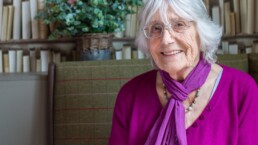 A resident enjoying her life in residential care home